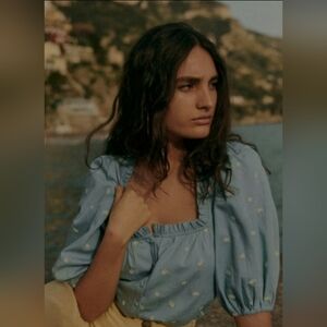 Sezane KELLIA Embroidered Blouse Chambray Size 36